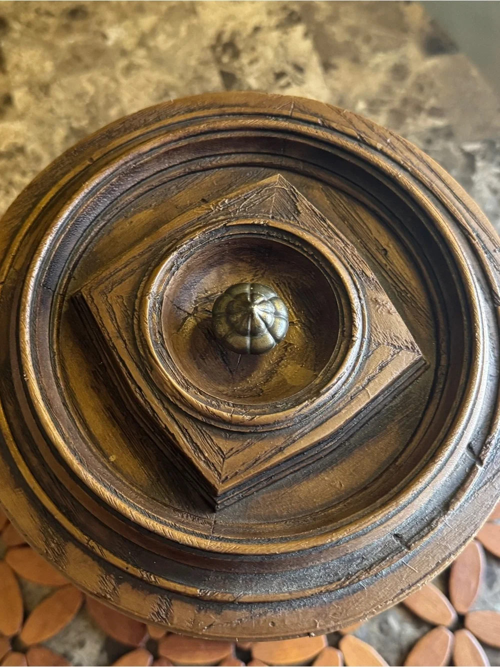 Vintage Faux Bois Floral Ice Bucket 3 Qt MCM Barware